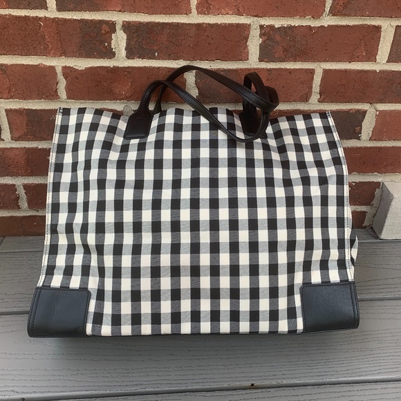 Tory Burch Black and White Checkered Tote - Picture 3 of 13